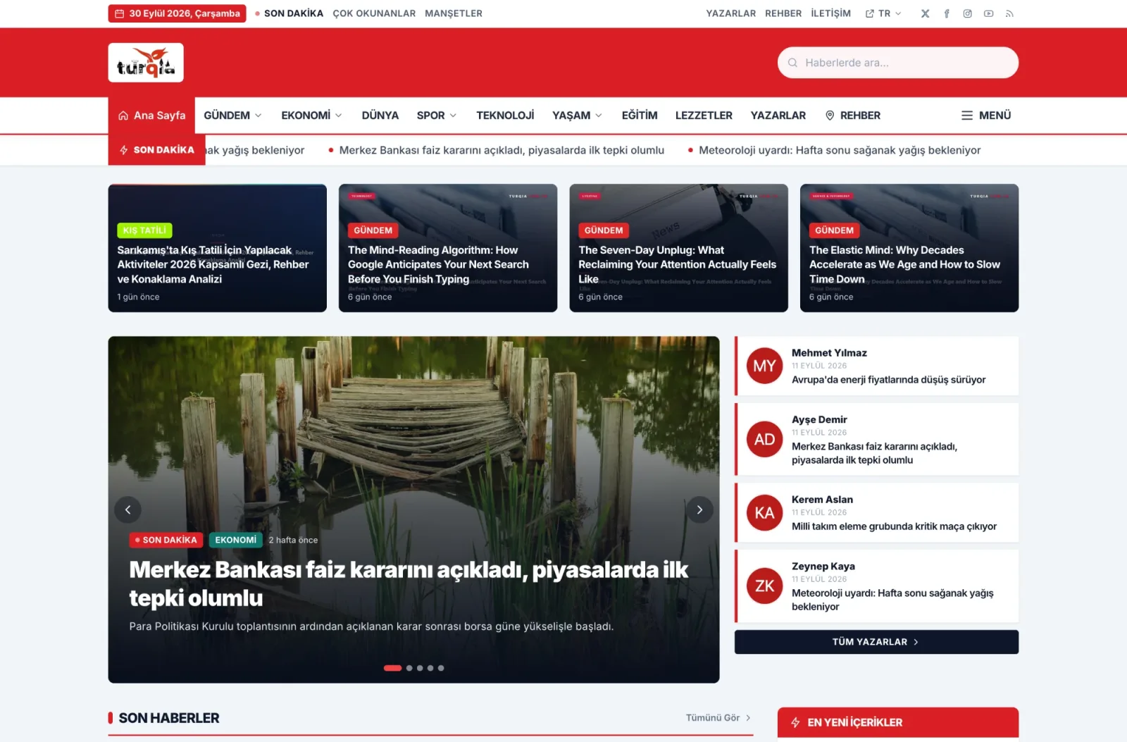Turqia haber portalı ana sayfası — Hükümdar Bilişim haber yazılımı